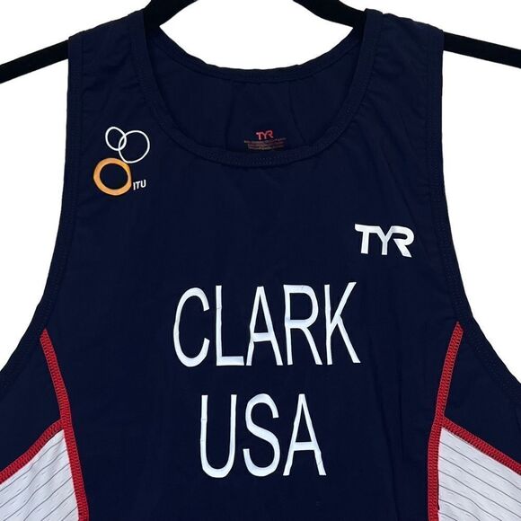 TYR Men’s large Red White Blue Singlet Tank Triathlon Team USA - Picture 6 of 11